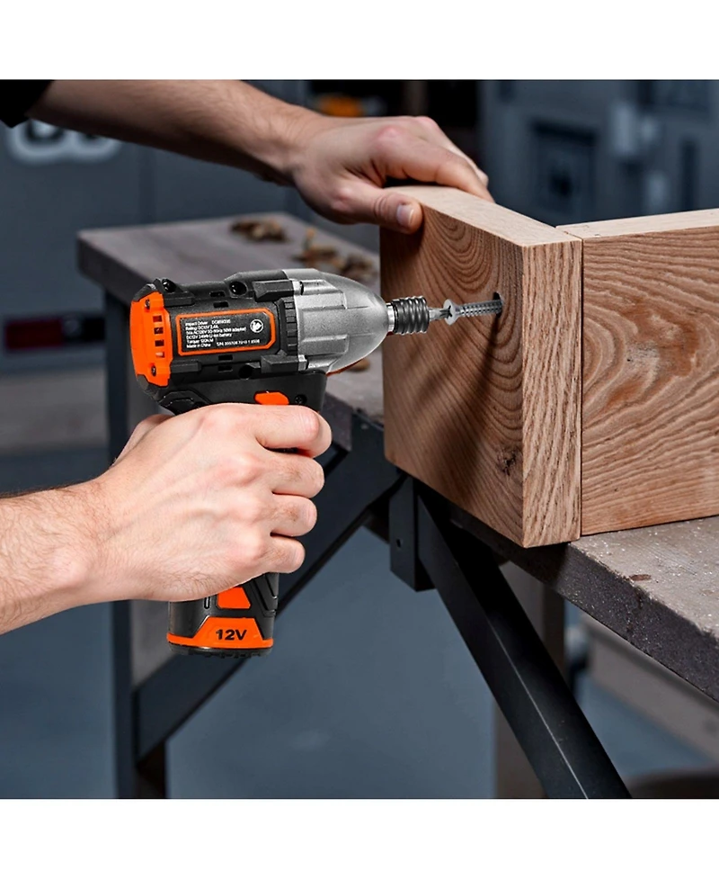 Mecale 12V Brushless 1/4" Impact Driver Kit, 3000 Rpm Max, Battery & Charger, 20 Bits, Led Work Light, Cordless Impact Driver