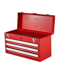 Mecale Metal Tool Box, 3-Drawer Portable Tool Chest, Eva Liners, Locking, Ball-Bearing Slides