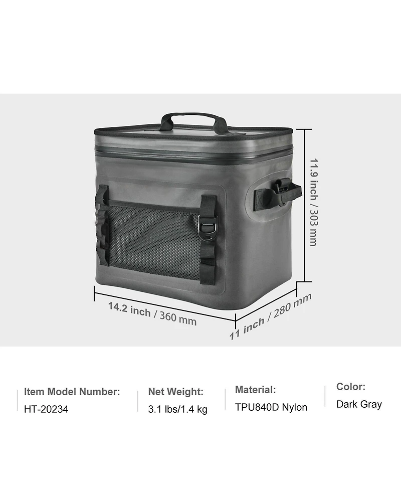 Mecale 24 Cans Soft Cooler Bag, Leakproof Soft Sided Cooler with Zipper, Waterproof Insulated Cooler Bag, Collapsible Portable