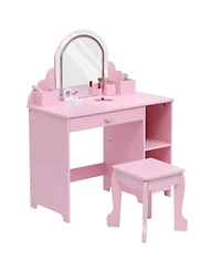 gaomon Kids Vanity with Lighted Mirror & Stool, Little Girls Vanity with Adjustable Led Light