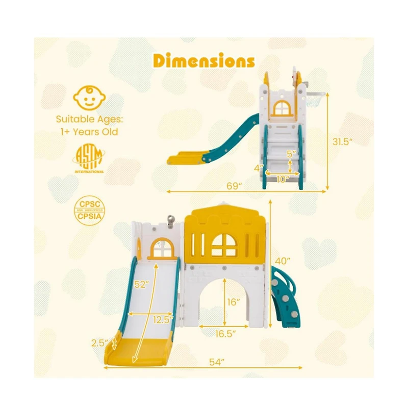 Hongge 9 in 1 Toddler Slide and Activity Playset