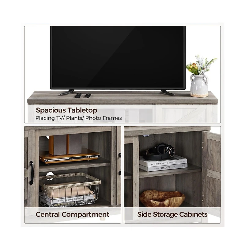 Yaheetech Farmhouse Tv Stand with 3-Layer Storage Shelf
