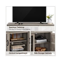 Yaheetech Farmhouse Tv Stand with 3-Layer Storage Shelf