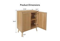 Gaomon Rattan Buffet Cabinet with Storage, Farmhouse Sideboard with Adjustable Shelves & Solid Wood Feet, Boha Kitchen Sideboard – 2 Doors, Nat