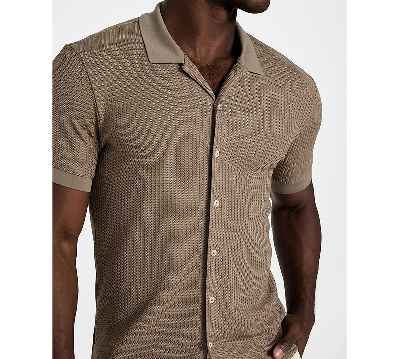 Guess Men's Pointelle Short Sleeve Knit Shirt