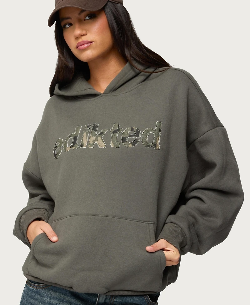 Edikted Women's Camo Cutie Oversized Hoodie