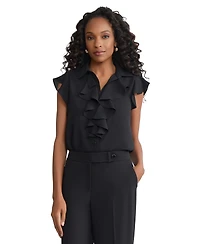 Jones New York Women's Ruffle Detail Collared Top