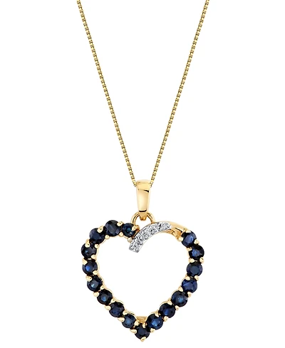 Macy's Sapphire (1-5/8 ct. t.w.) & Daimond Accent Heart Pendant Necklace in 10k Yellow Gold
