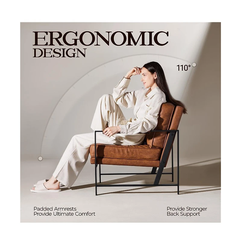 Yaheetech Retro Upholstered Lounge Chair Accent Chair