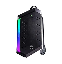 CyberPower 10-Outlet Rgb Surge Strip with Usb-c and Usb Ports for Home Entertainment Power Protection