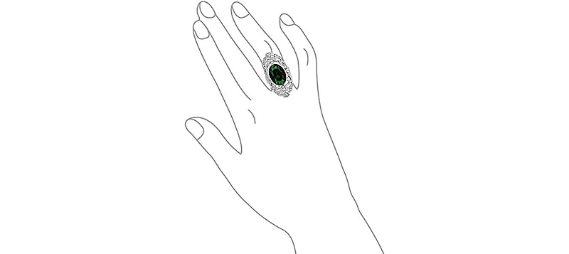 Bling Jewelry Art Deco Emerald Green Oval Cz Filigree Statement Full Finger Ring Silver Plated