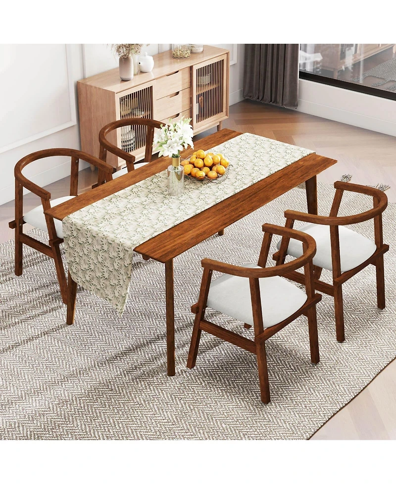 Costway Wooden Dining Chairs with Wrap-around Armrest & Padded Seat for Kitchen