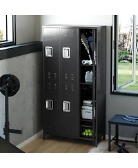 gaomon -Door Metal Office Storage Cabinet with 27 Hooks & 9 Shelves, 72" Tall Steel Lockers, Employee Locker Cabinet for Office, Gym