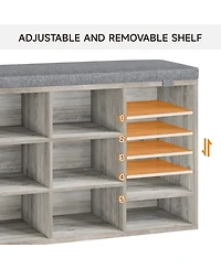 gaomon Entryway Shoe Bench with Storage & Cushioned Seat | Wooden Shoe Rack Organizer with Adjustable Shelves & Side Pockets for Hallway
