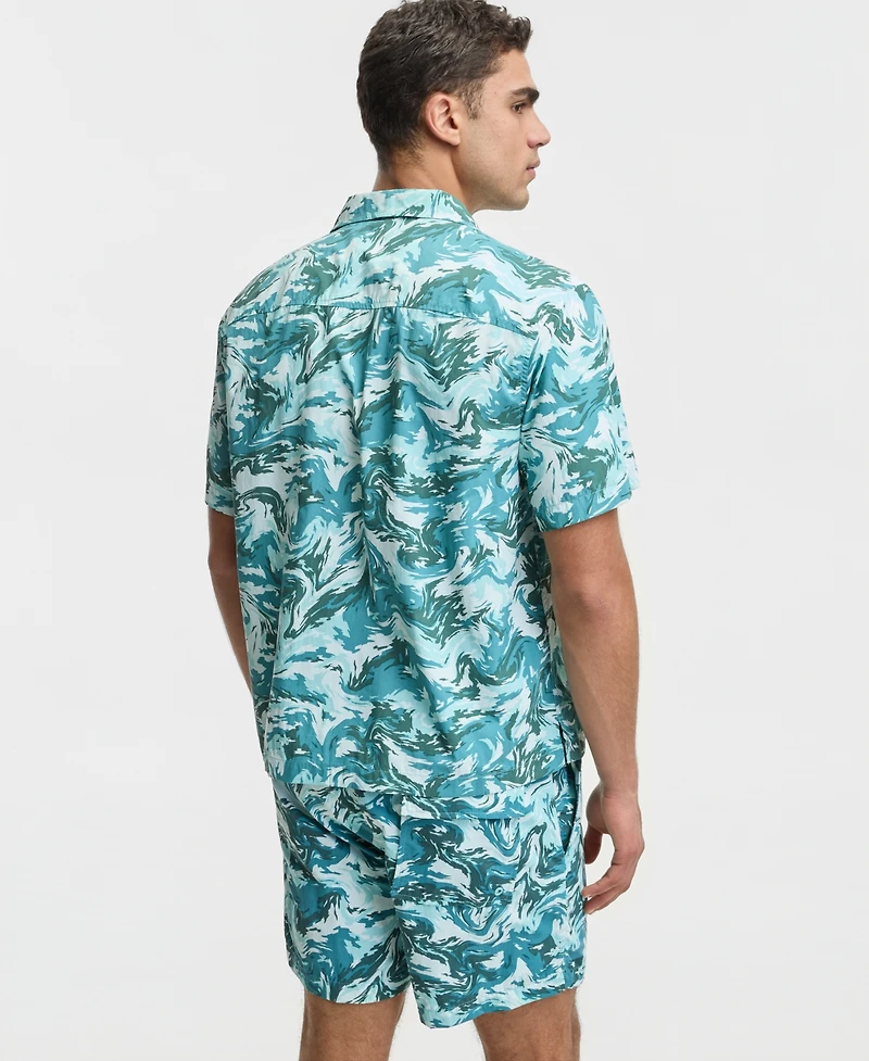 Mode of One Men's Liquid Camo Camp Swim Shirt, Macy's Exclusive