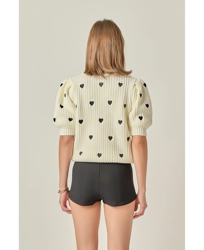 Women's Heart Shape Embroidery Sweater