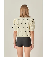 Women's Heart Shape Embroidery Sweater
