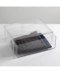 mDesign Stackable Closet Storage Bin Box with Pull-Out Drawer, Large - 4 Pack