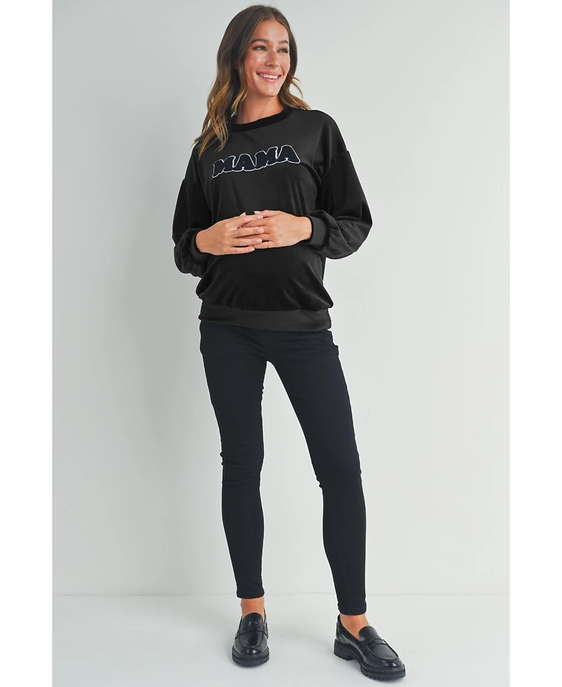 Hello Miz Women's Velvet Mama Crewneck Maternity Sweatshirt