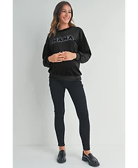 Hello Miz Women's Velvet Mama Crewneck Maternity Sweatshirt