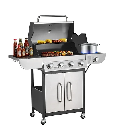Ecooso 4-Burner Propane Gas Grill with Side Burner