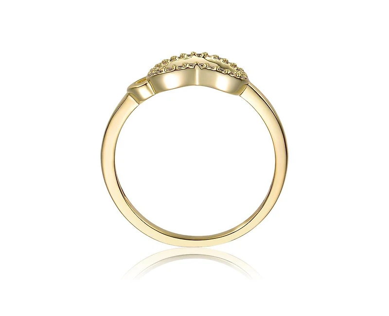 Rachel Glauber Timeless 14K Gold Plated Cubic Zirconia Two Hearts Ring