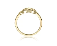 Rachel Glauber Timeless 14K Gold Plated Cubic Zirconia Two Hearts Ring