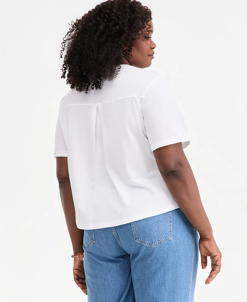 On 34th Trendy Plus Merci Embroidered Graphic Top, Macy's Exclusive