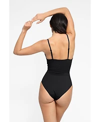 Popilush Women's Shapewear Ruched Cross-Front Sculpting One-Piece Swimsuit