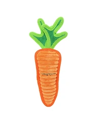 Tuffy Funny Food Carrot, Durable Plush Squeaky Dog Toy