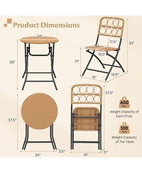 Slickblue Compact 3 Piece Patio Bistro Set with Round Table and Chairs