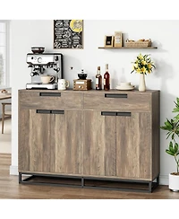 gaomon Kitchen Buffet Cabinet 55 Inch Large Modern Sideboard with 2 Drawers and 4 Doors, Coffee Bar Table for Dining Room