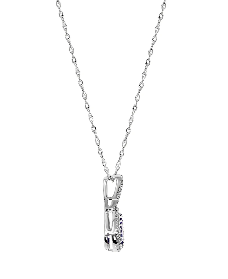 Macy's Tanzanite (5/8 ct. t.w.) & Diamond (1/10 ct. t.w.) Pendant Necklace in Sterling Silver