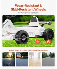 Sugift 6V Electric Go Kart for Kids with Led Headlight & Horn, White