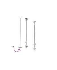 Bling Jewelry Minimalist Tassel Fringe Linear Chain Ball Dangle Earrings .925 Sterling Silver