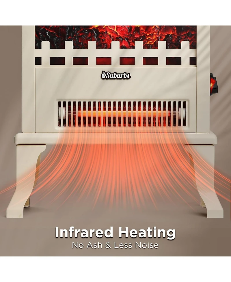 Gaomon 17" 1500W Infrared Electric Fireplace Stove, 3-Sided View, Realistic Flame, Overheat Protection, Portable Heater for Small Spaces
