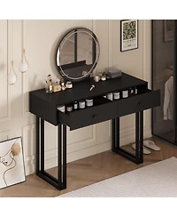 gaomon Vanity Desk with Mirror and Lights, Small Makeup Vanity with 2 Drawers