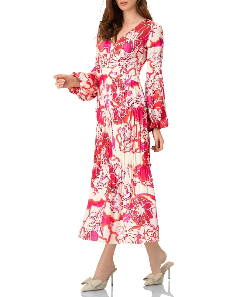 Ivonne Women's Puff Sleeve Floral Maxi Dress