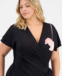 Anne Klein Plus Flutter-Sleeve Faux-Wrap Dress