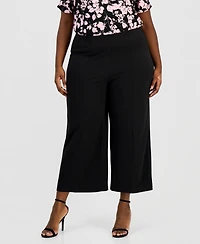 Anne Klein Essentials Plus Wide-Leg Cropped Pull-On Pants