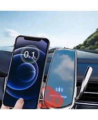 Risokeys Wireless car charger, car induction, 15W wireless charger, car vent mounting bracket, fast charging,vent phone holder, silver