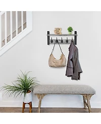 Sorbus Inch Floating Wall Shelf with 5 Heavy Duty Hooks – for Entryway, Bathroom, Bedroom, Kitchen