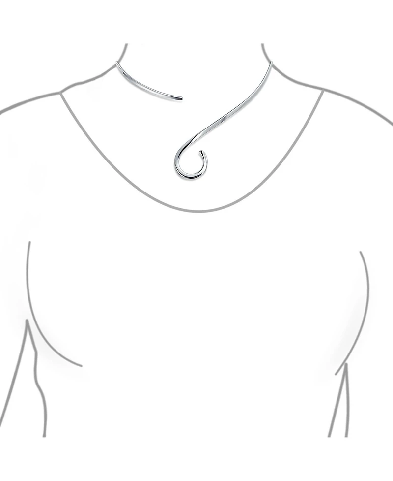 Bling Jewelry Modern S Swirl Geometric Collar Choker Statement Necklace .925 Silver Sterling