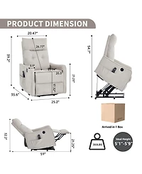 Boyel Living Chenille Power Lift Recliner Chair 155° with Massage Heat Usb for Indoor Elderly