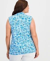 Kasper Plus Pleated V-Neck Sleeveless Top