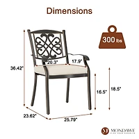 Mondawe Set of 2 Outdoor Aluminum Swivel Rocker Dining Chairs with Cushions