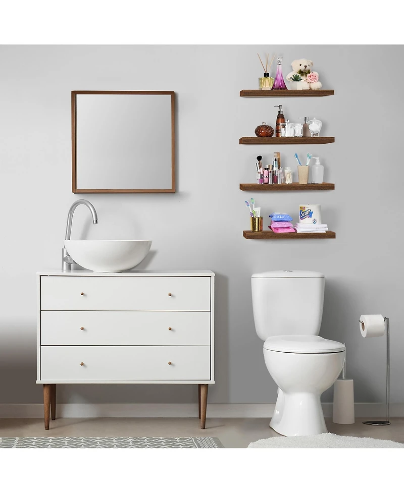 Sorbus 4 Pack Wall Mounted Floating Shelves - for storage and displaying showpieces, home decor items, and other prized possessions