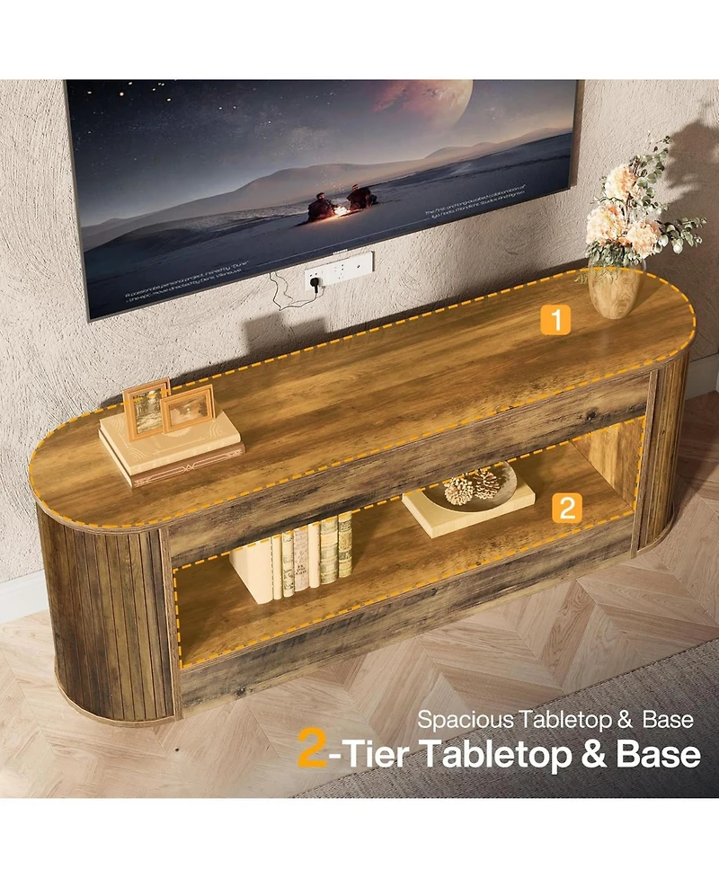 Tribesigns Tv Stand with Storage for Tv, 2-Tier Farmhouse Television Stands, Entertainment Center Media Console