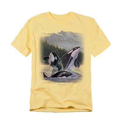 Wild Wings Men's Wildlife Breaching Orcas T Shirt