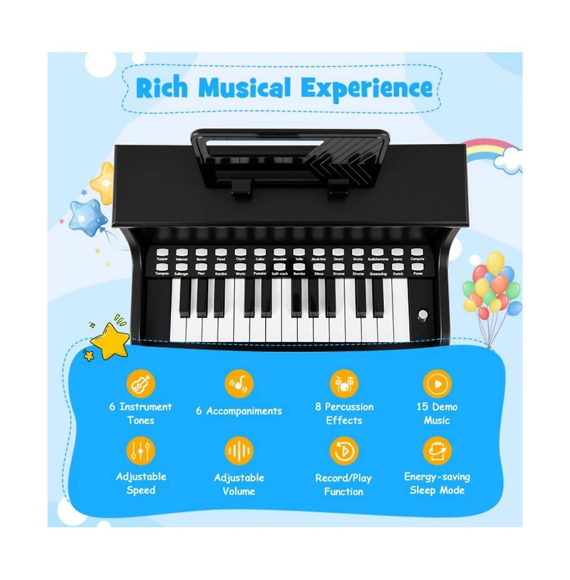 Hongge Kids Digital Piano Keyboard with Lighted Teaching Mode and Stool